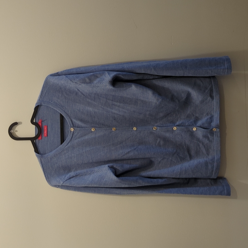 Blue cardigan sweater